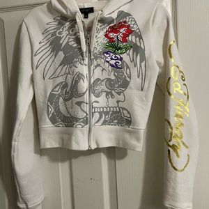 Ed Hardy cropped hoodie size medium (runs small) new never worn